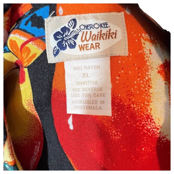 Mens Vintage Cherokee Waikiki Wear Cocktail Print Hawaiian Shirt Size XL Rayon - Picture 7 of 7